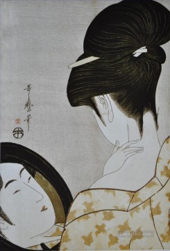 喜多川歌麿 Painting - 化粧をする若い女性 1796年 喜多川歌麿 浮世絵美人が